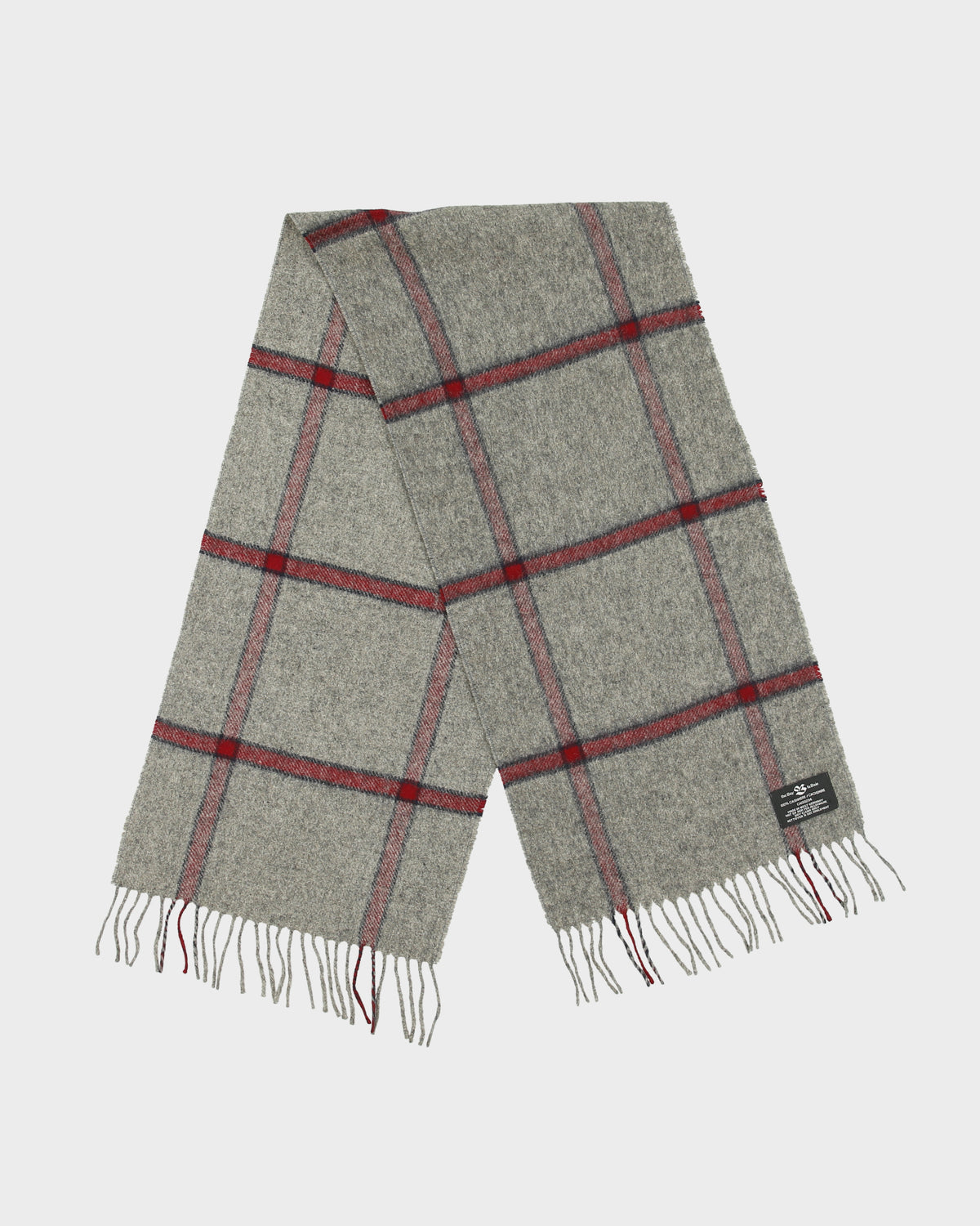 Vintage 1980s The Bay Hudson's Bay Company Check Cashmere Fringe Knit Scarf