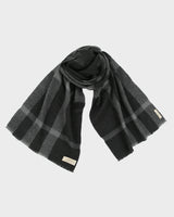 Burberry Charcoal Large Nova Check Wool Knit Made In Italy Fringe Scarf