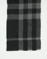Burberry Charcoal Large Nova Check Wool Knit Made In Italy Fringe Scarf