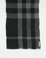 Burberry Charcoal Large Nova Check Wool Knit Made In Italy Fringe Scarf
