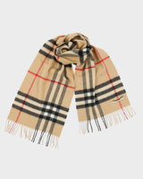 Vintage Burberry Large Nova Check Cashmere Knit Made In Scotland Fringe Scarf