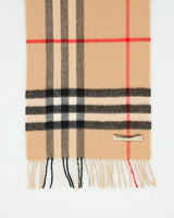 Vintage Burberry Large Nova Check Cashmere Knit Made In Scotland Fringe Scarf