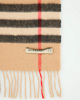 Vintage Burberry Large Nova Check Cashmere Knit Made In Scotland Fringe Scarf