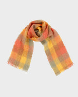 Vintage Donegal Design Patchwork Plaid Mohair Wool Knit Made In Ireland Fringe Scarf