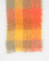 Vintage Donegal Design Patchwork Plaid Mohair Wool Knit Made In Ireland Fringe Scarf