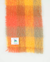 Vintage Donegal Design Patchwork Plaid Mohair Wool Knit Made In Ireland Fringe Scarf