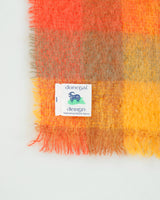 Vintage Donegal Design Patchwork Plaid Mohair Wool Knit Made In Ireland Fringe Scarf