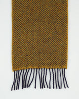 Vintage Y2K 00s John Hanly Herringbone Cashmere Merino Wool Knit Made In Ireland Fringe Scarf