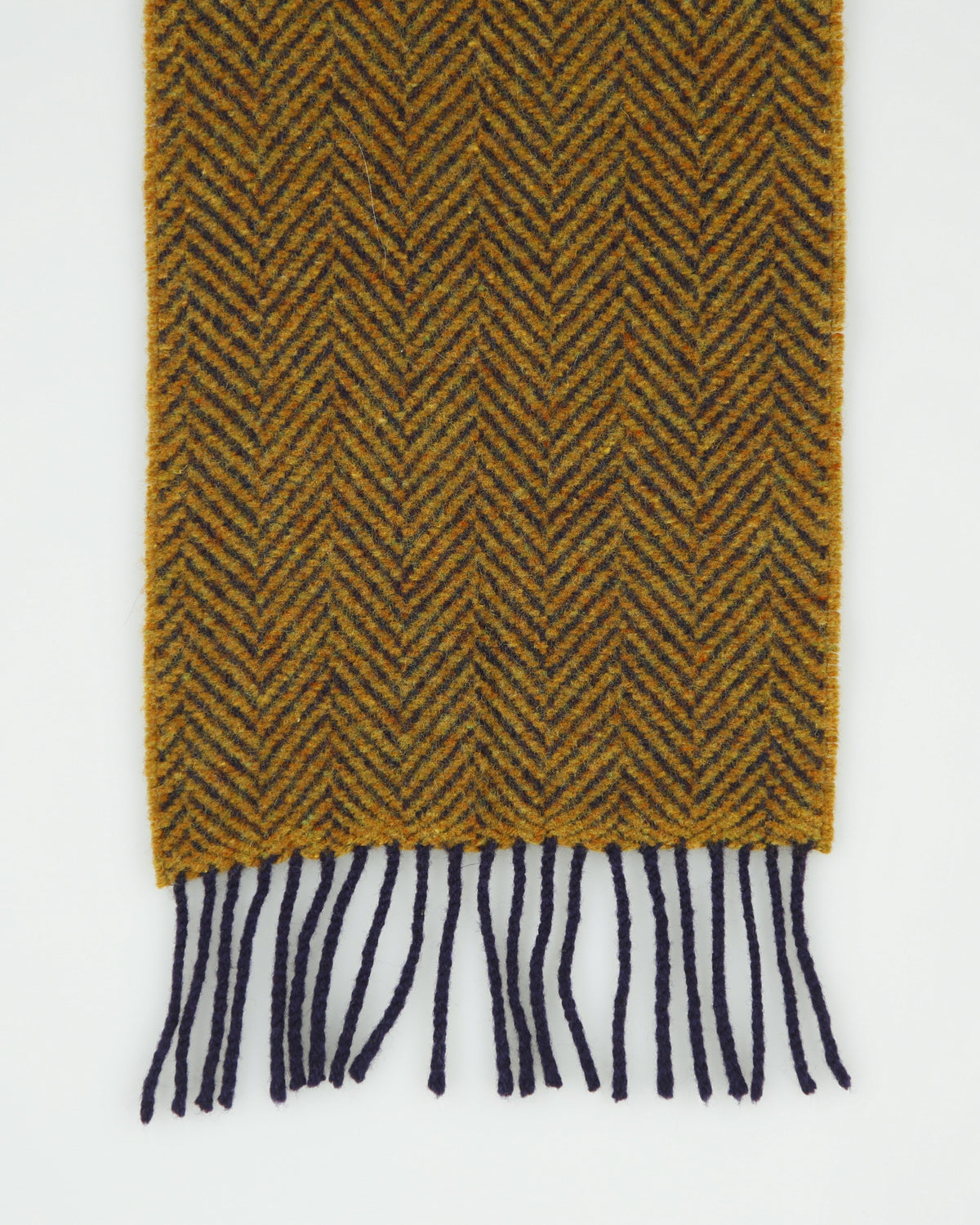 Vintage Y2K 00s John Hanly Herringbone Cashmere Merino Wool Knit Made In Ireland Fringe Scarf