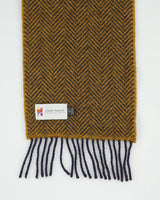 Vintage Y2K 00s John Hanly Herringbone Cashmere Merino Wool Knit Made In Ireland Fringe Scarf