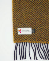 Vintage Y2K 00s John Hanly Herringbone Cashmere Merino Wool Knit Made In Ireland Fringe Scarf