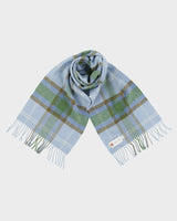 Vintage John Hanly Tartan Plaid Lambswool Knit Made In Ireland Fringe Scarf