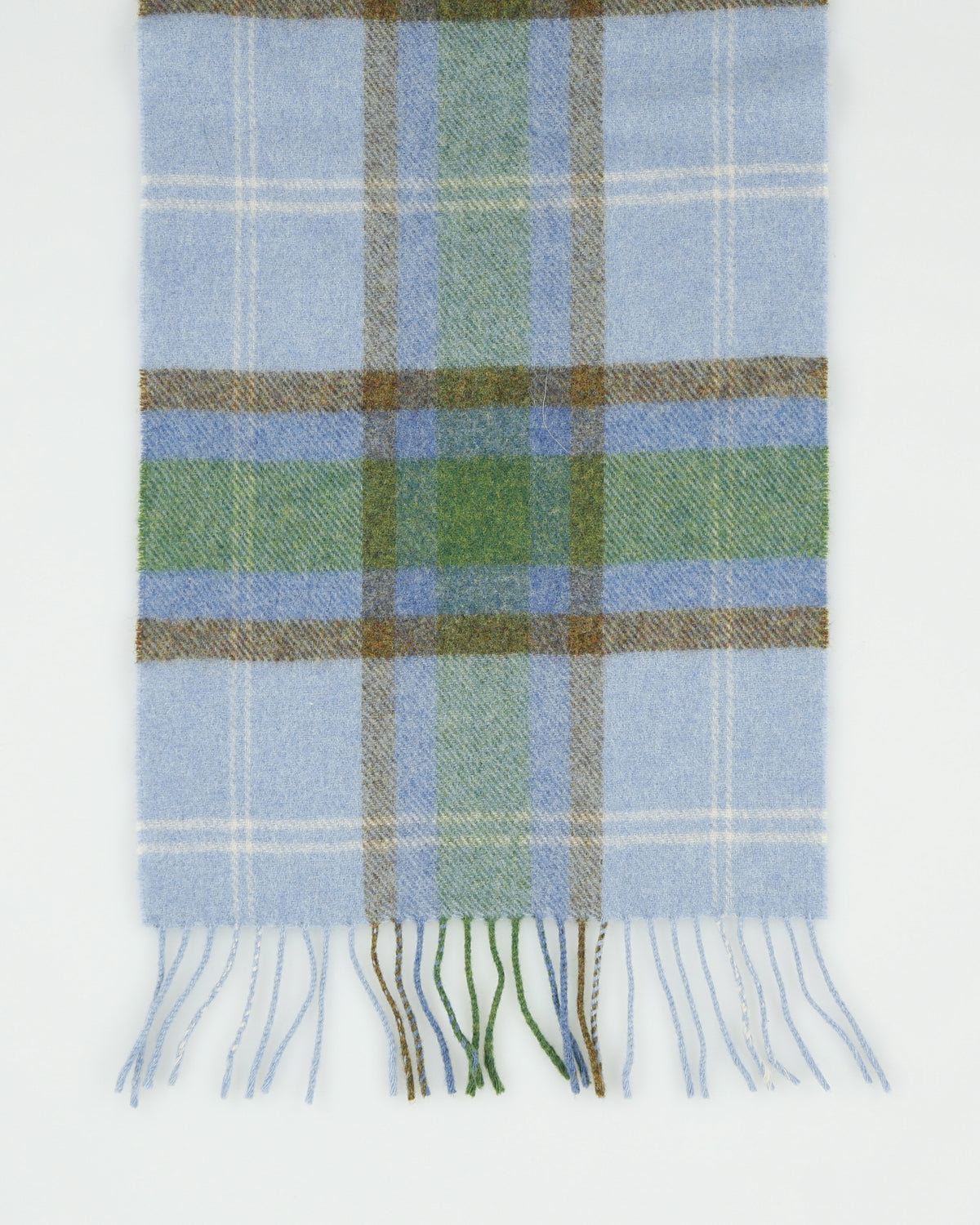 Vintage John Hanly Tartan Plaid Lambswool Knit Made In Ireland Fringe Scarf