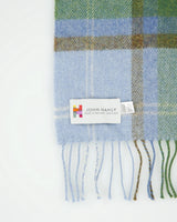 Vintage John Hanly Tartan Plaid Lambswool Knit Made In Ireland Fringe Scarf