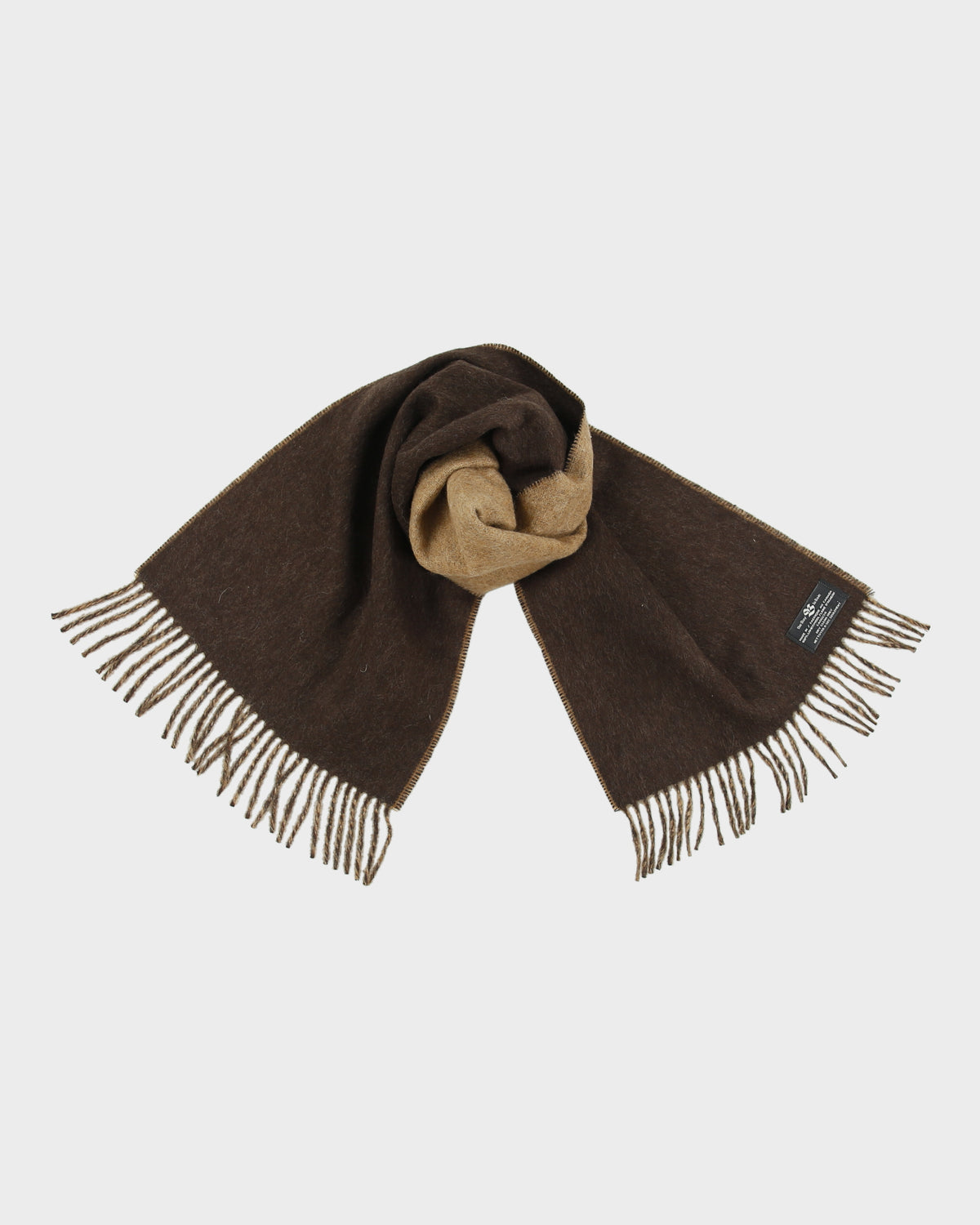 Vintage 1990s The Bay Hudson's Bay Company Lambswool Knit Made In Canada Fringe Scarf