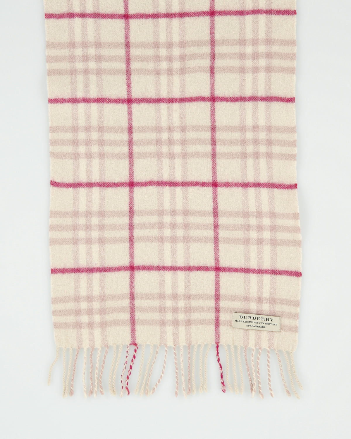 Vintage Y2K 00s Burberry Nova Check Cashmere Knit Made In Scotland Fringe Scarf