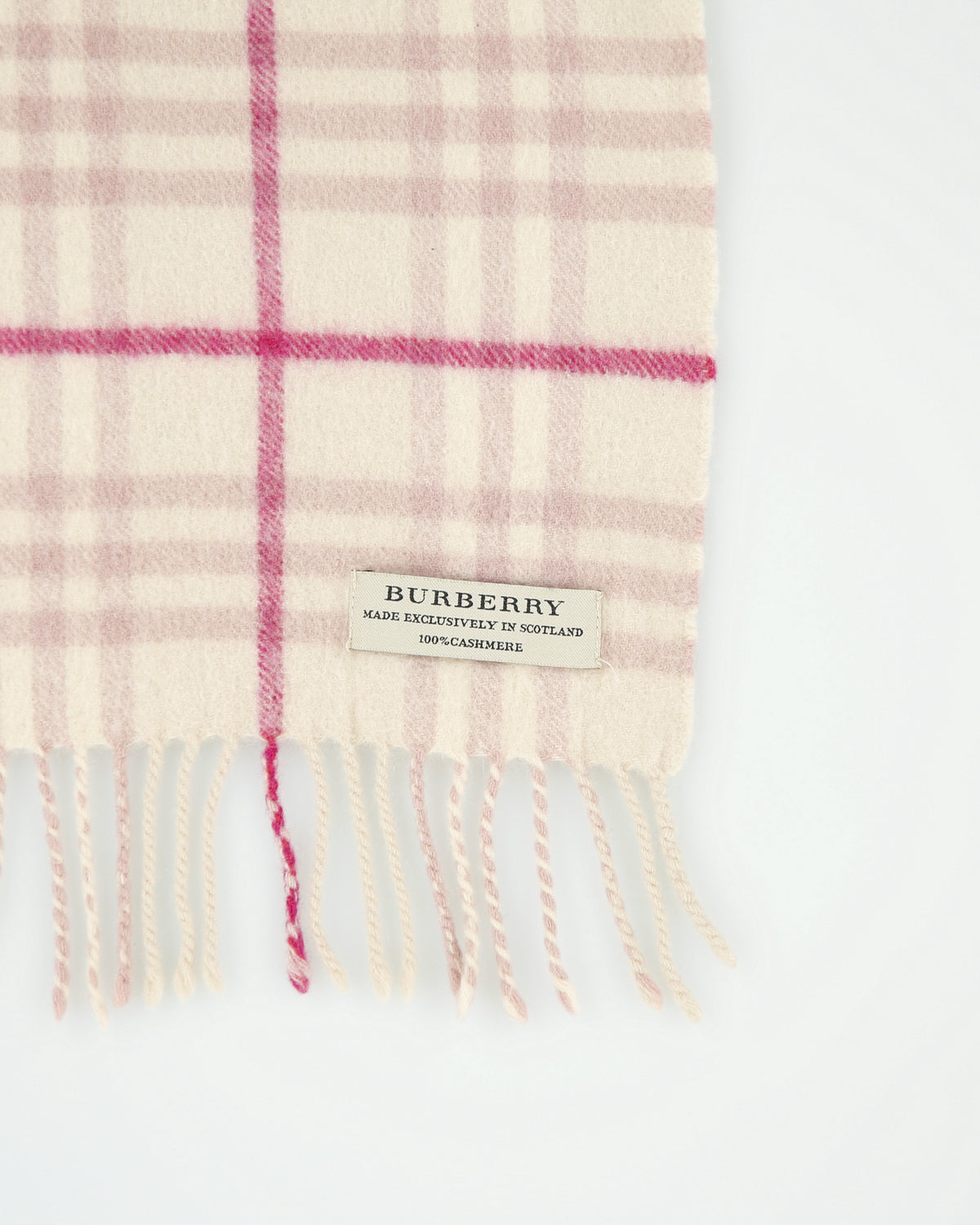 Vintage Y2K 00s Burberry Nova Check Cashmere Knit Made In Scotland Fringe Scarf