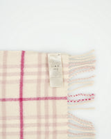 Vintage Y2K 00s Burberry Nova Check Cashmere Knit Made In Scotland Fringe Scarf