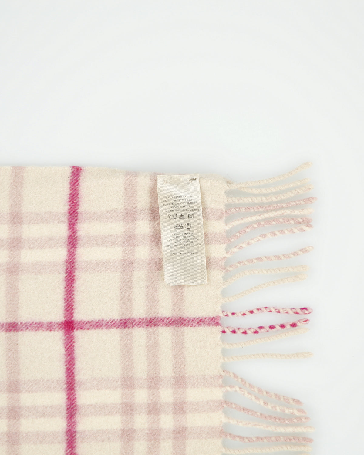 Vintage Y2K 00s Burberry Nova Check Cashmere Knit Made In Scotland Fringe Scarf
