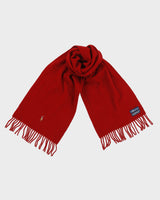 Vintage Y2K 00s Polo Ralph Lauren Rouge Lambswool Knit Made In Italy Fringe Logo Scarf
