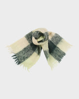 Vintage 1990s Plaid Handmade In Scotland Mohair Knit Fringe Scarf