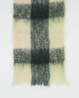 Vintage 1990s Plaid Handmade In Scotland Mohair Knit Fringe Scarf