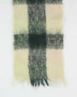 Vintage 1990s Plaid Handmade In Scotland Mohair Knit Fringe Scarf