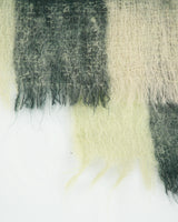 Vintage 1990s Plaid Handmade In Scotland Mohair Knit Fringe Scarf