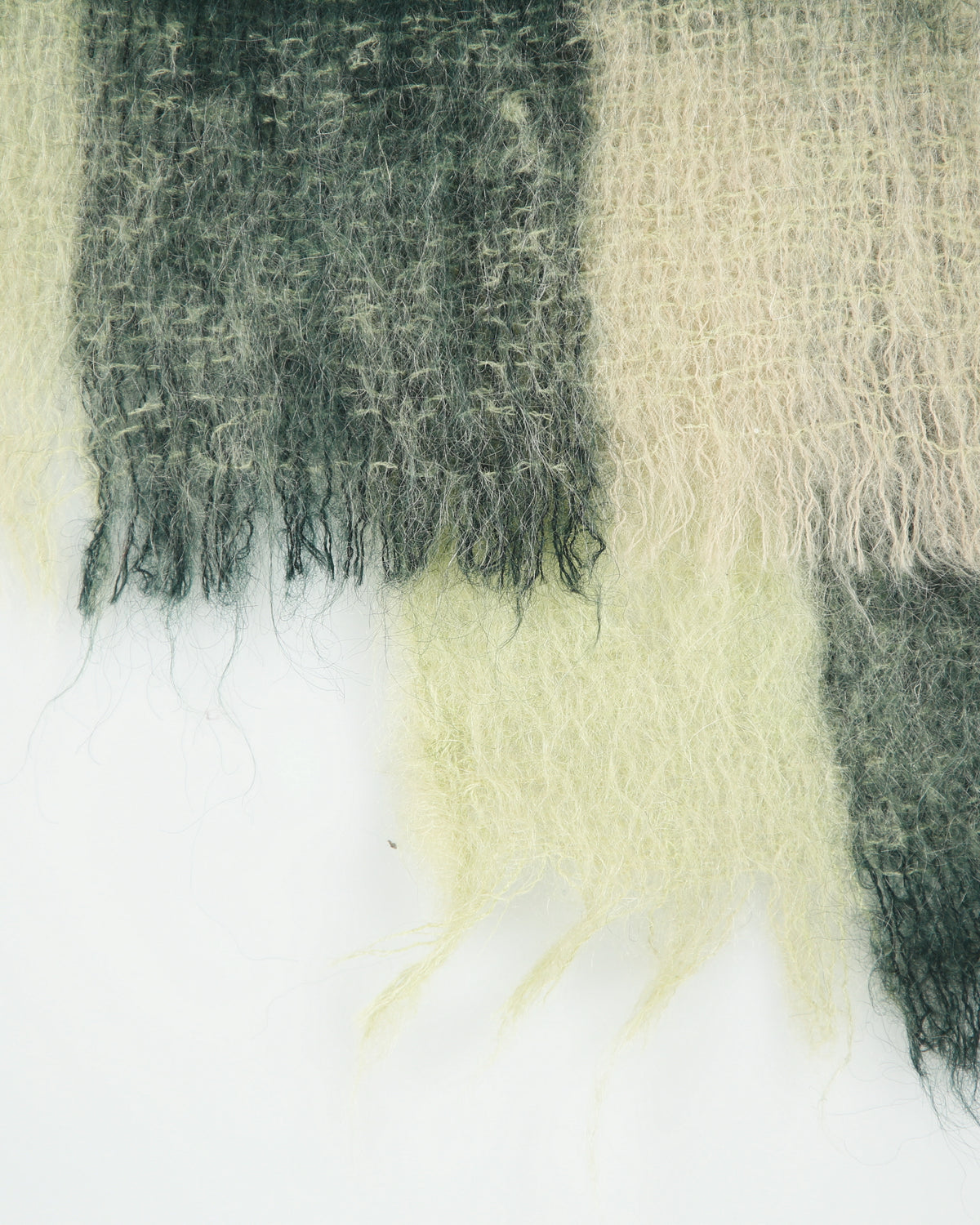 Vintage 1990s Plaid Handmade In Scotland Mohair Knit Fringe Scarf