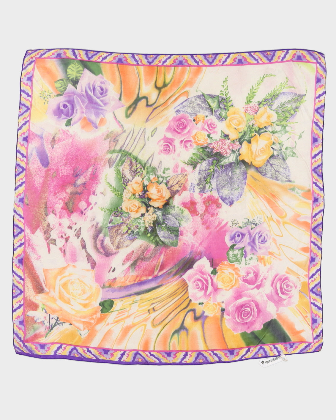 Pink Floral Silk Scarf