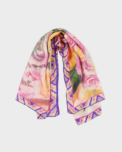 Pink Floral Silk Scarf