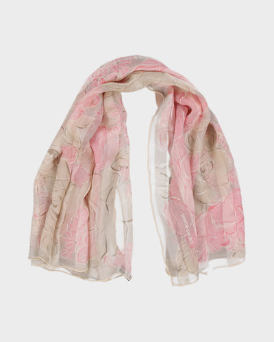 Cream Floral Pierre Cardin Silk Scarf