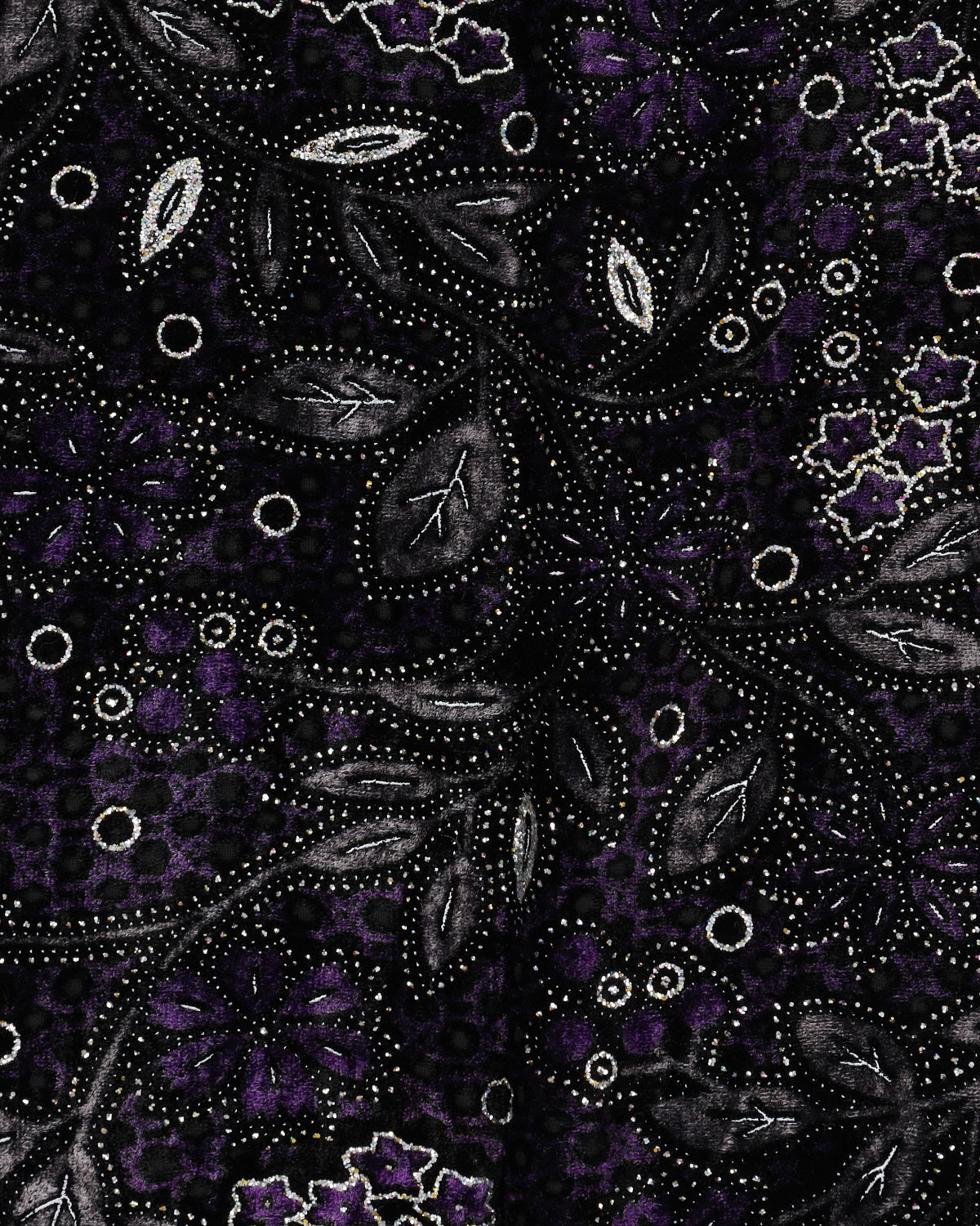 Velvet Black and Purple Silk Scarf