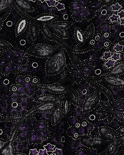 Velvet Black and Purple Silk Scarf