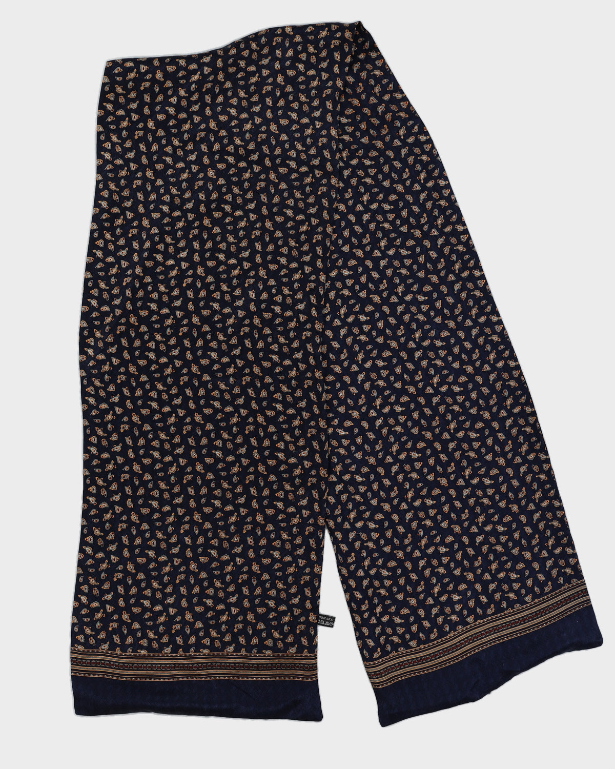 Paisley Navy Silk Vintage Scarf