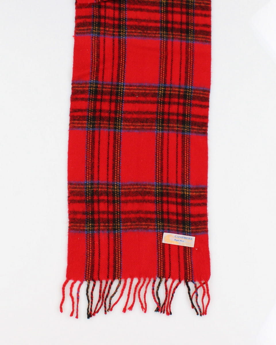 Vintage Pure Cashmere Check Scarf