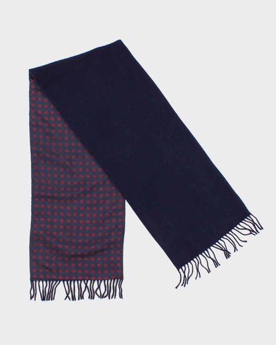 Navy Double Sided Lambswool and Silk Polka Dot Scarf