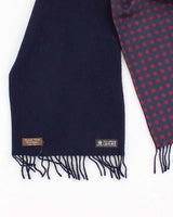 Navy Double Sided Lambswool and Silk Polka Dot Scarf