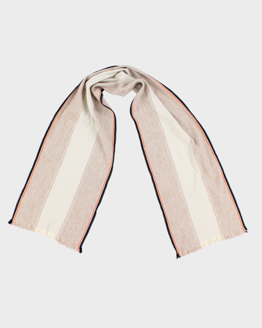 Beige J Crew Striped Wool Blend Scarf