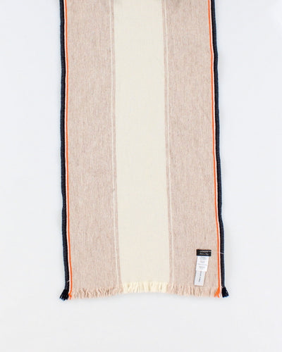 Beige J Crew Striped Wool Blend Scarf