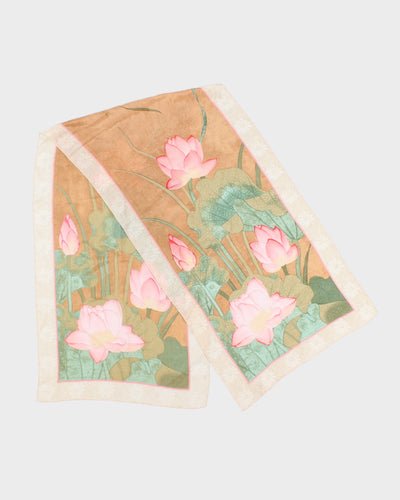 Met Museum Pure Silk Lotus Pattern Art Scarf