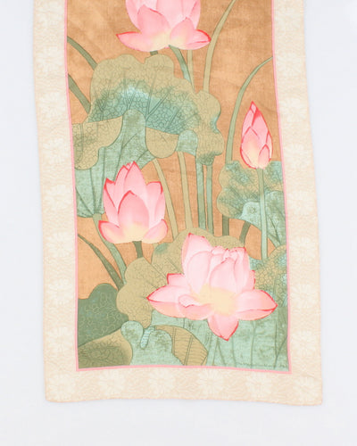 Met Museum Pure Silk Lotus Pattern Art Scarf