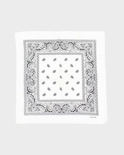 White Paisley Pattern Bandana