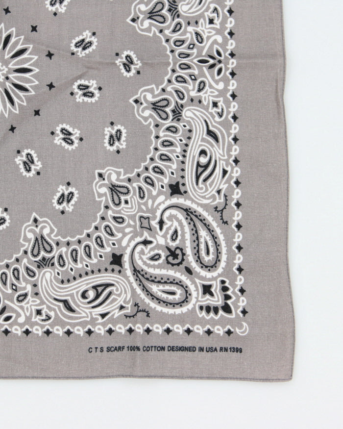 Grey Paisley Pattern Bandana