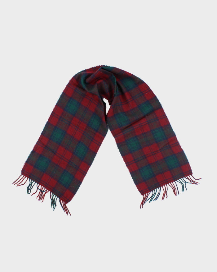 Vintage Red &amp; Green Wool Checked Scarf