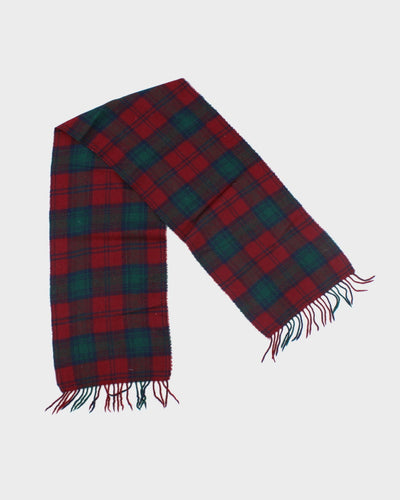 Vintage Red & Green Wool Checked Scarf