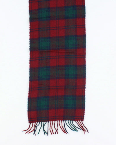 Vintage Red & Green Wool Checked Scarf