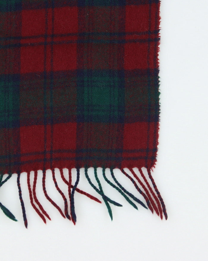 Vintage Red & Green Wool Checked Scarf