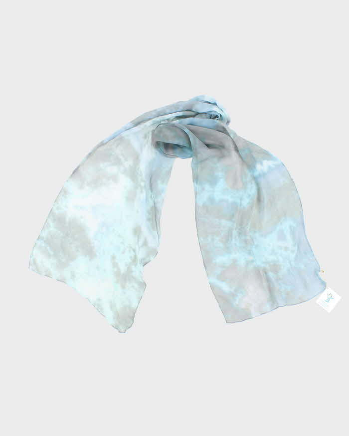 Handmade Blue Sheer Silk Scarf