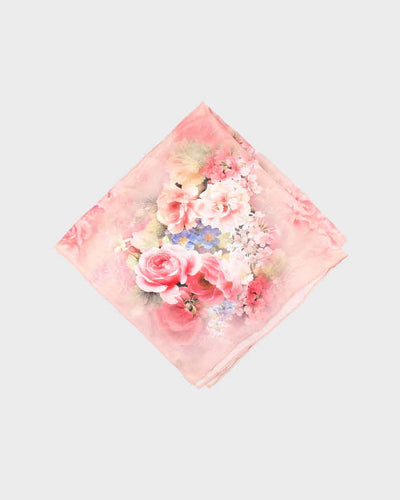 Vintage Pink Floral Silk Scarf